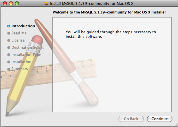 MySQL Package Installer: Step 1