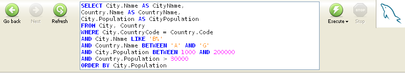 The query area expanded to ten
            lines