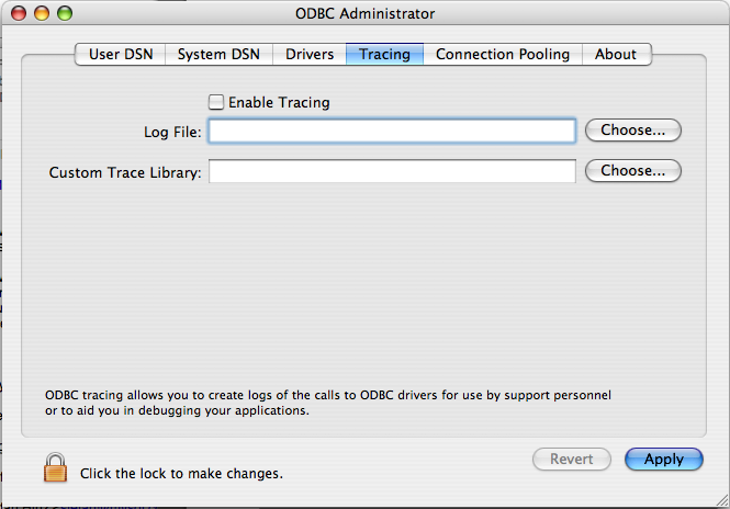 Tracing-Dialog im ODBC
                Administrator