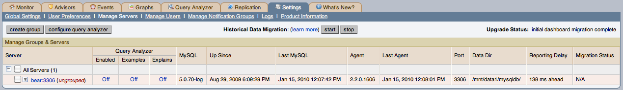 MySQL Enterprise Monitor: Historical
              Data Migration Availability